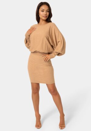 Scoop Neck Blouson Sweater Midi Dress